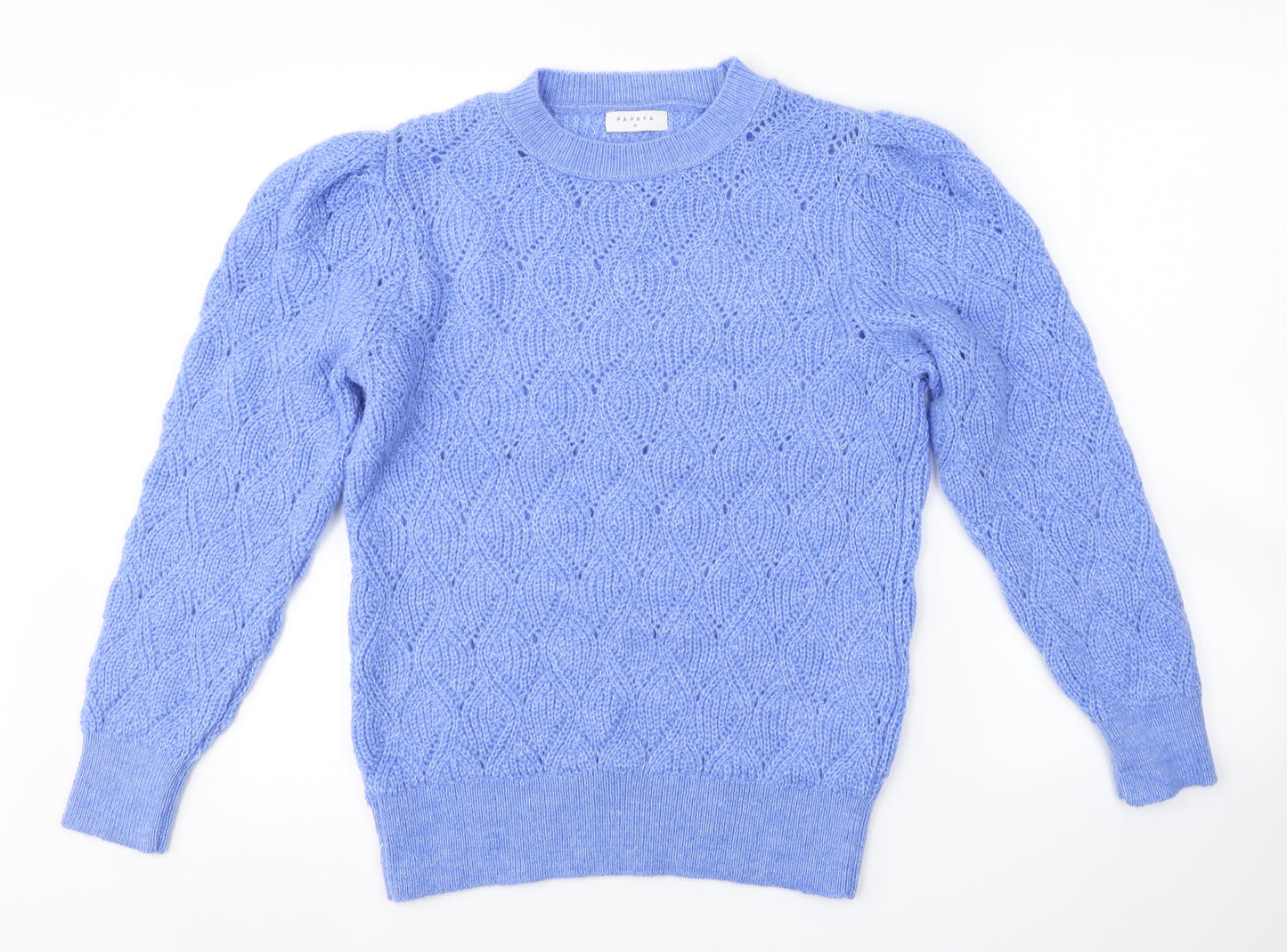 Papaya Womens Blue Argyle/Diamond  Pullover Jumper Size M
