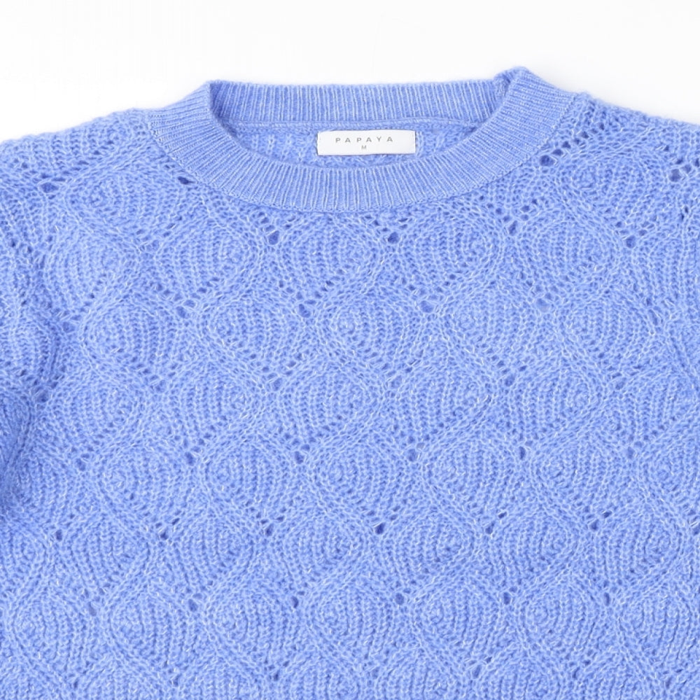 Papaya Womens Blue Argyle/Diamond  Pullover Jumper Size M