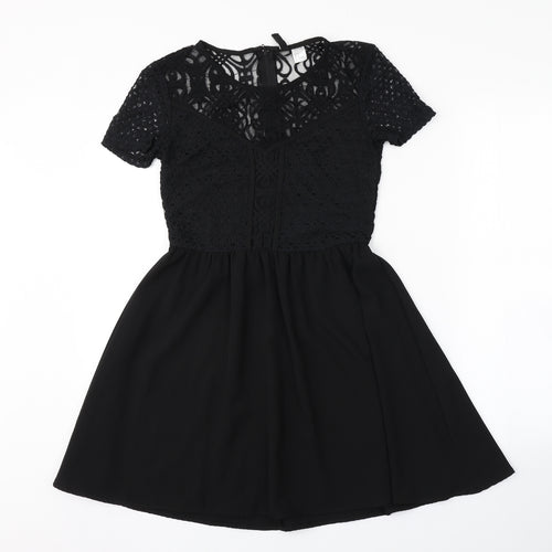 H&M Womens Black Argyle/Diamond  A-Line  Size 8