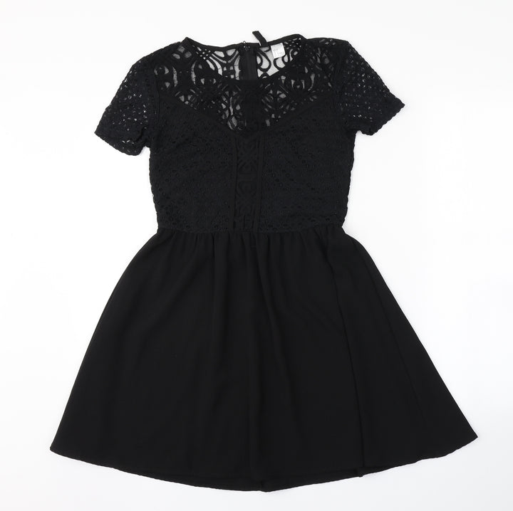 H&M Womens Black Argyle/Diamond  A-Line  Size 8