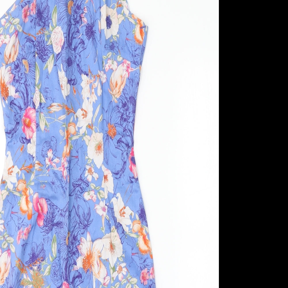 Zara Womens Blue Floral  Pencil Dress  Size S