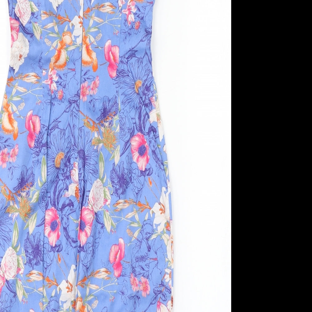 Zara Womens Blue Floral  Pencil Dress  Size S