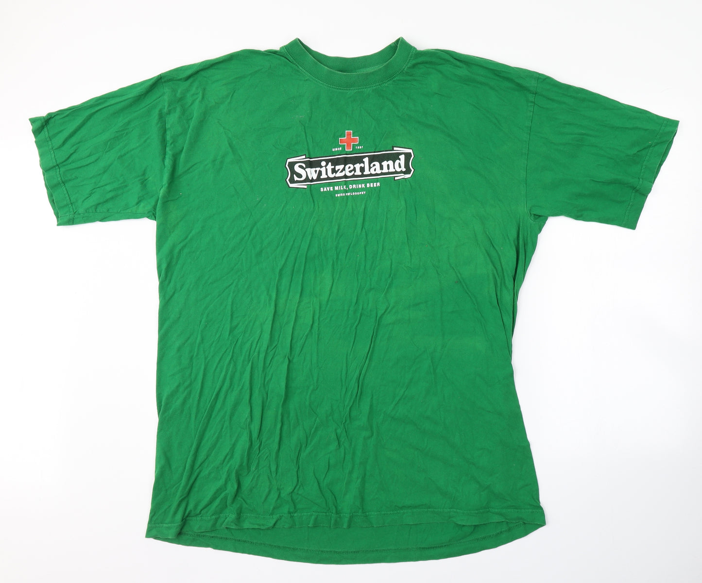 Whale Mens Green    T-Shirt Size 2XL