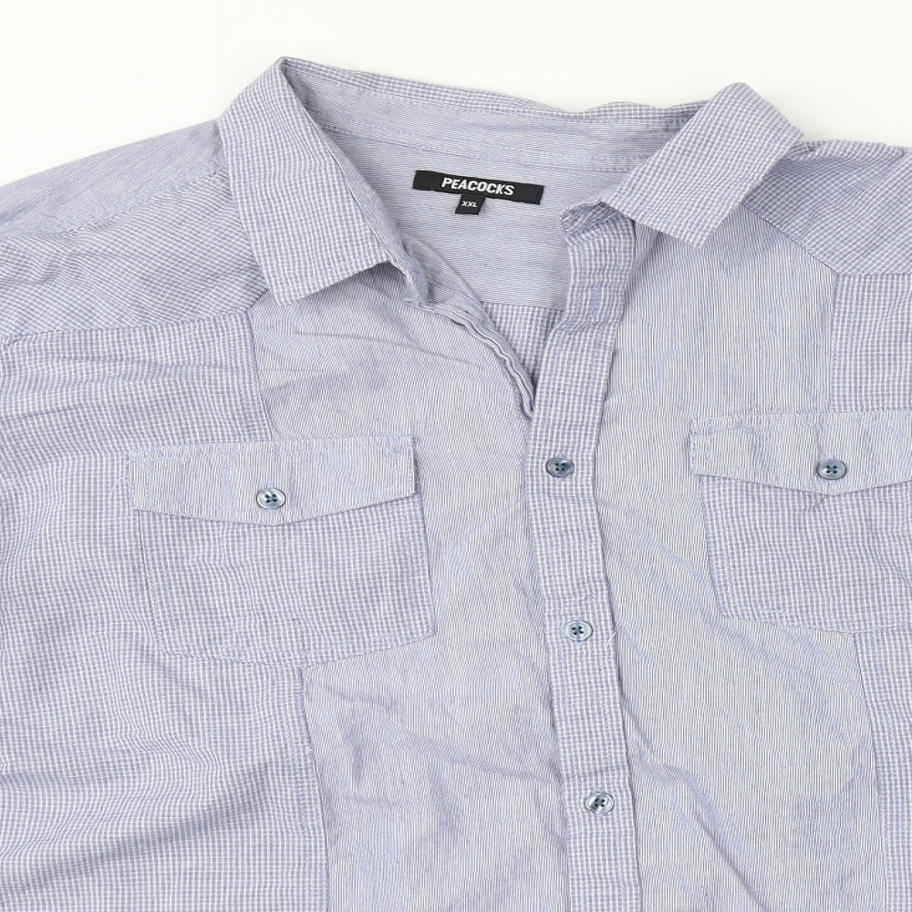 Peacocks Mens Blue Check   Button-Up Size 2XL