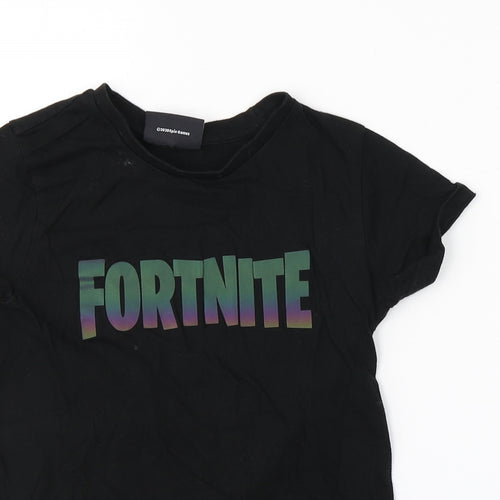 Preworn Boys Black   Basic T-Shirt Size M  - FORTNITE