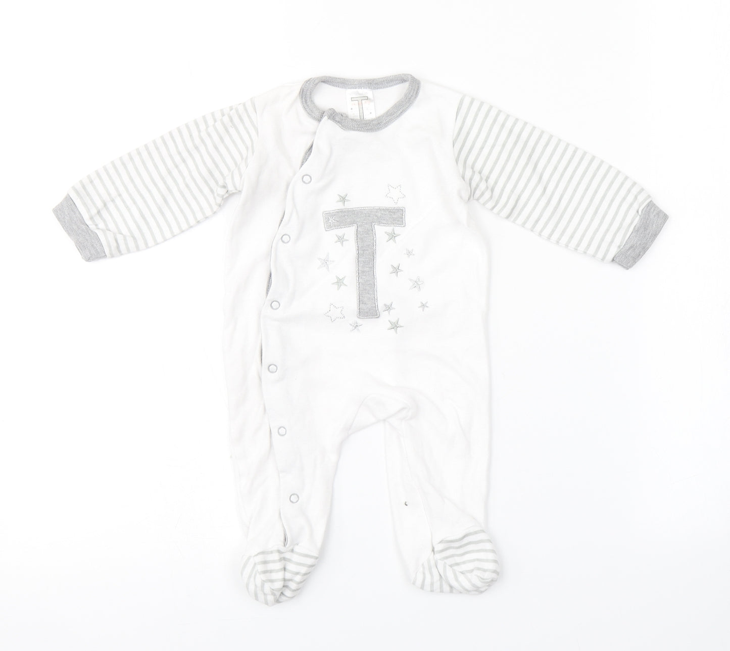 Preworn Baby White Striped  Babygrow One-Piece Size 3-6 Months