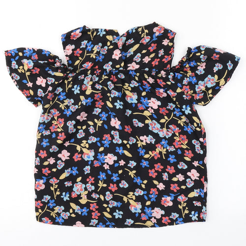 Preworn Girls Black Fair Isle  Basic Blouse Size 10-11 Years
