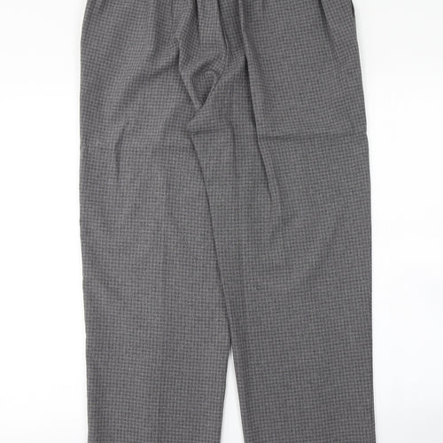 BM Womens Grey Check  Trousers  Size 14 L27 in