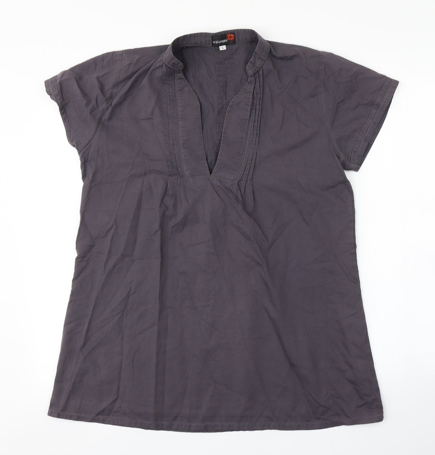 WILD POPPY Womens Grey   Basic Blouse Size L