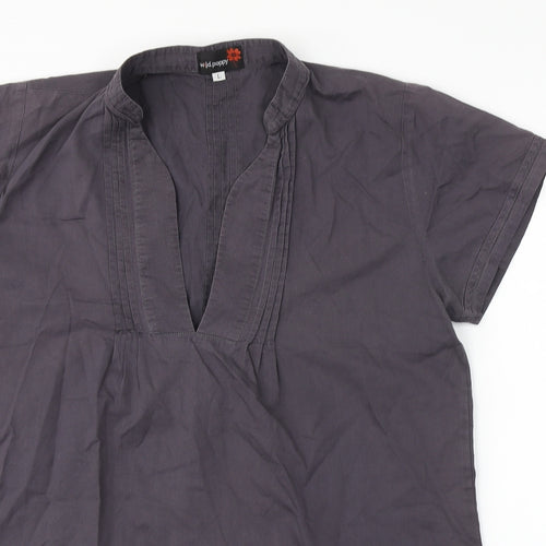 WILD POPPY Womens Grey   Basic Blouse Size L