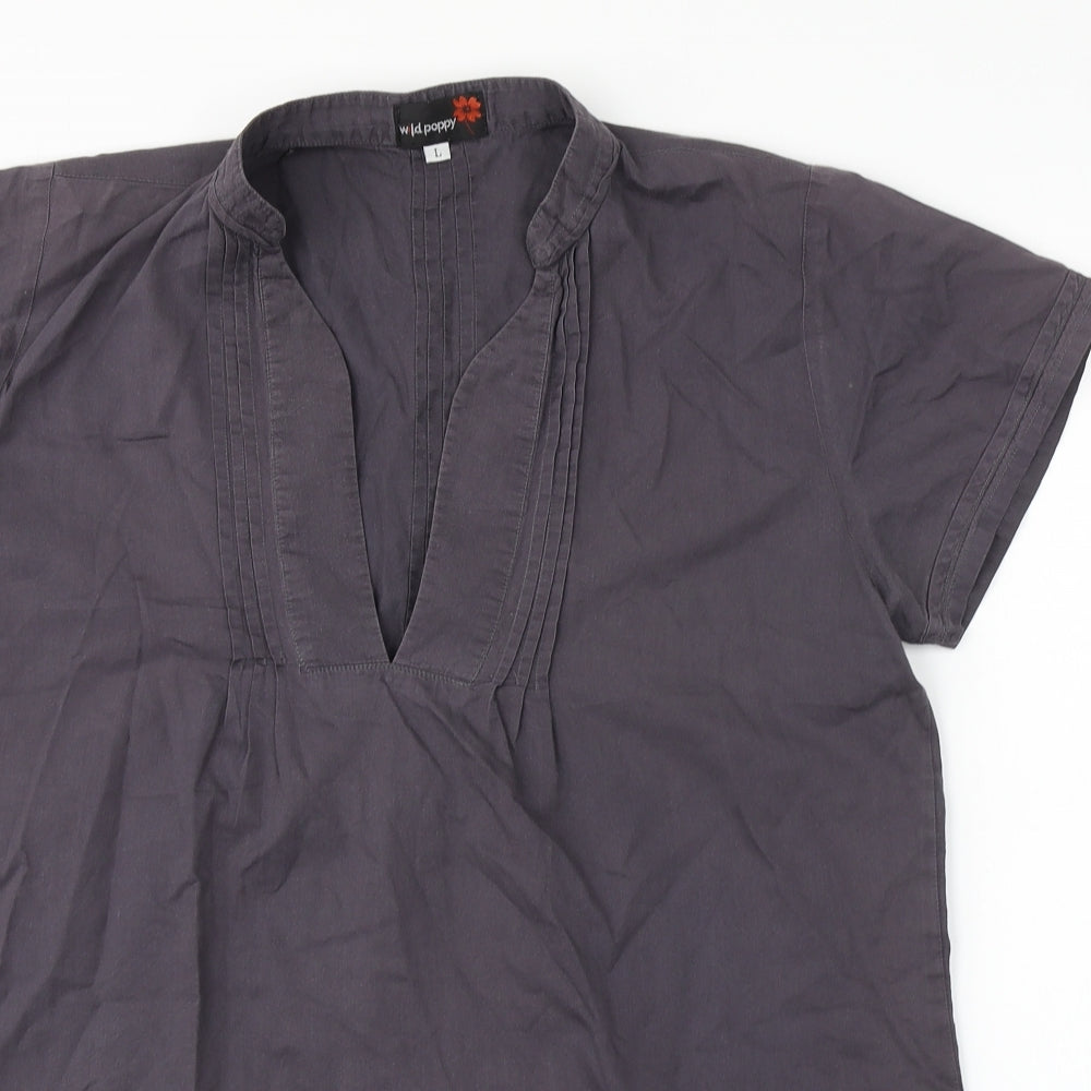 WILD POPPY Womens Grey   Basic Blouse Size L