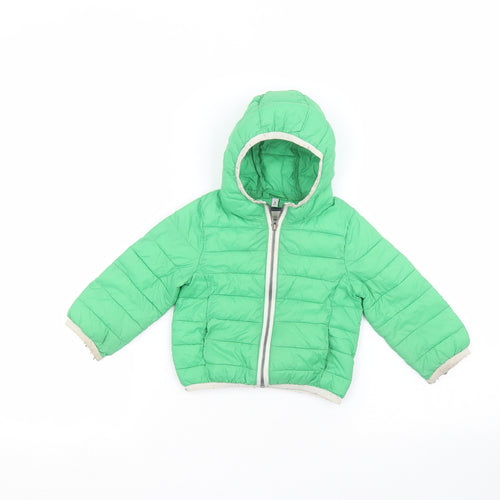 Preworn Boys Green   Puffer Jacket Coat Size 9 Years