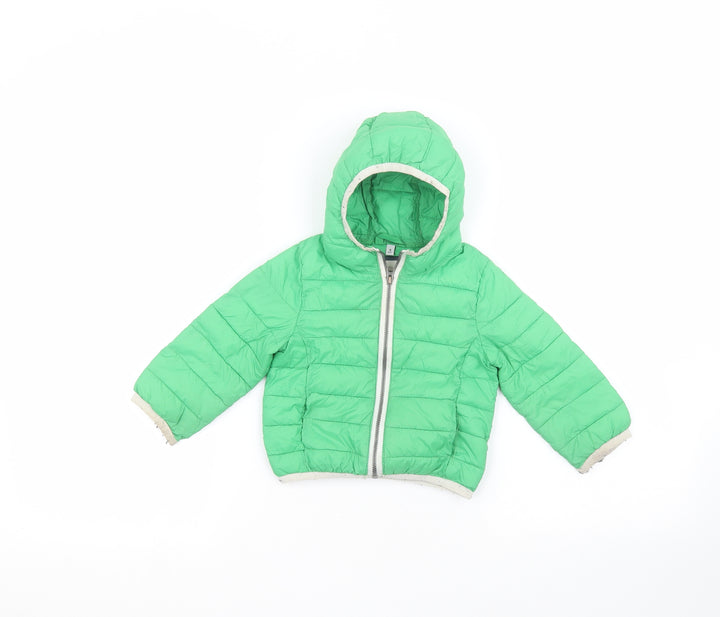 Preworn Boys Green Puffer Jacket Coat Size 9 Years