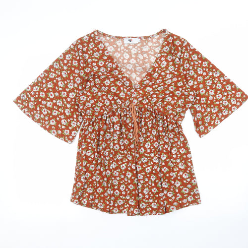 TEMT Womens Orange Floral  A-Line  Size M