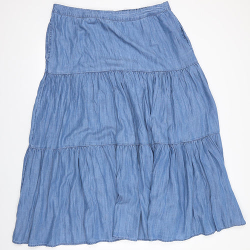 Marks and Spencer Womens Blue  Chambray Flare Skirt Size 18