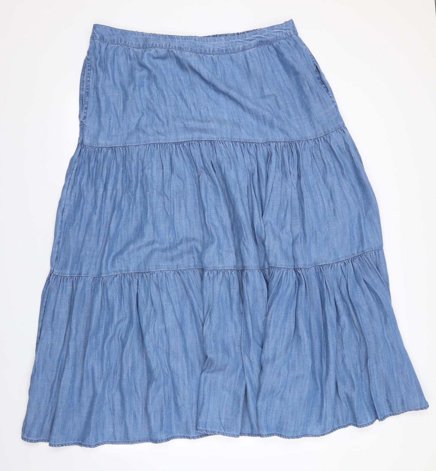 Marks and Spencer Womens Blue  Chambray Flare Skirt Size 18