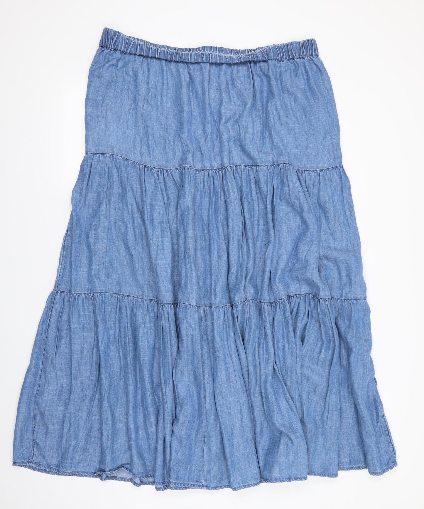 Marks and Spencer Womens Blue  Chambray Flare Skirt Size 18