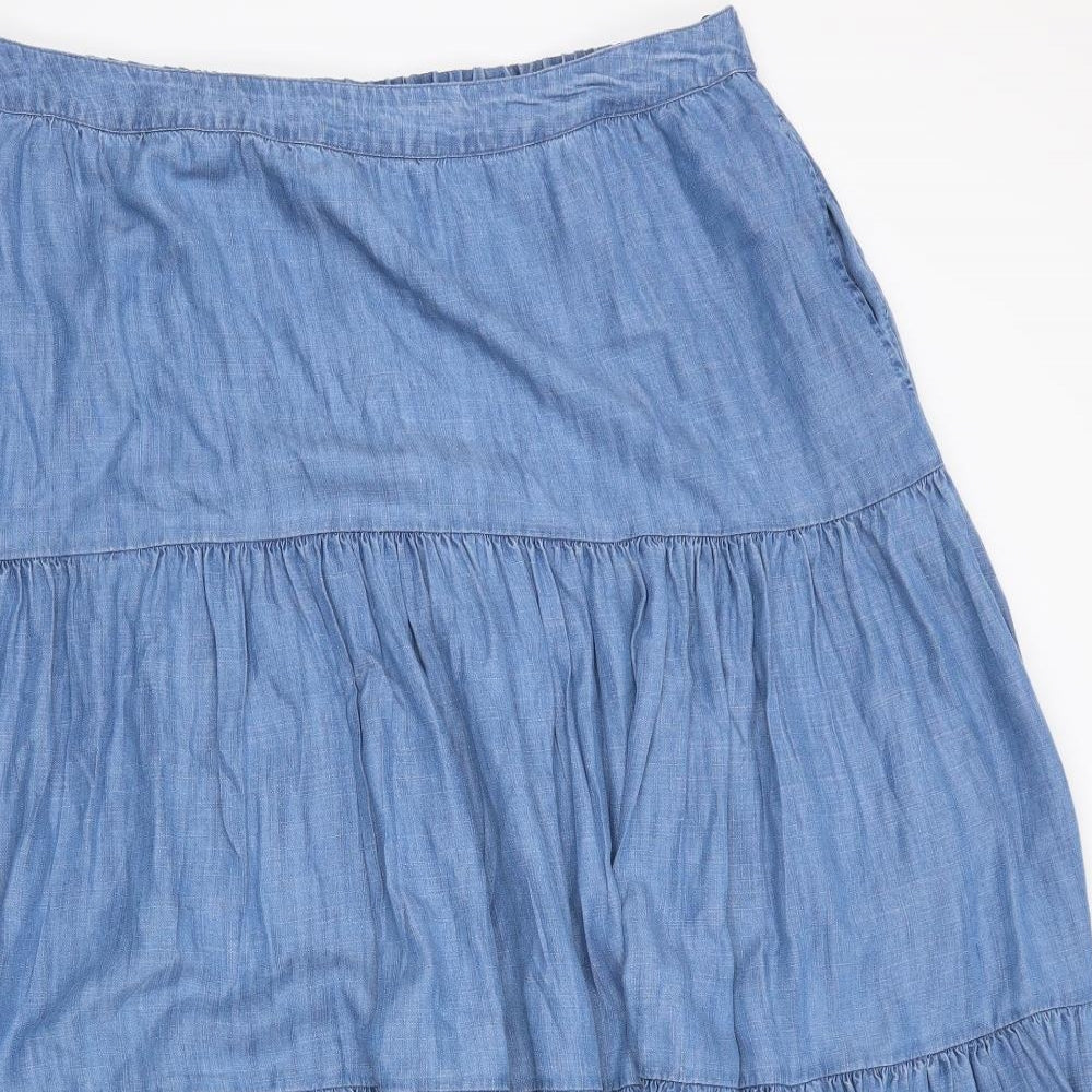 Marks and Spencer Womens Blue  Chambray Flare Skirt Size 18