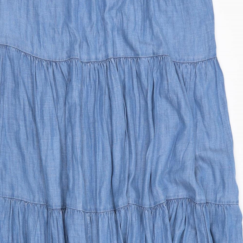 Marks and Spencer Womens Blue  Chambray Flare Skirt Size 18