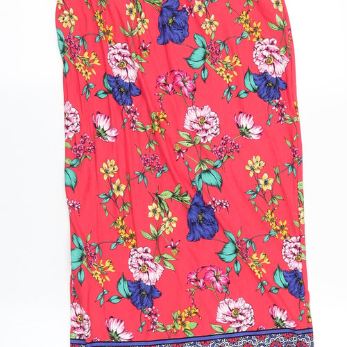 Dorothy Perkins Womens Red Floral  Straight & Pencil Skirt Size 8  - Calf Length