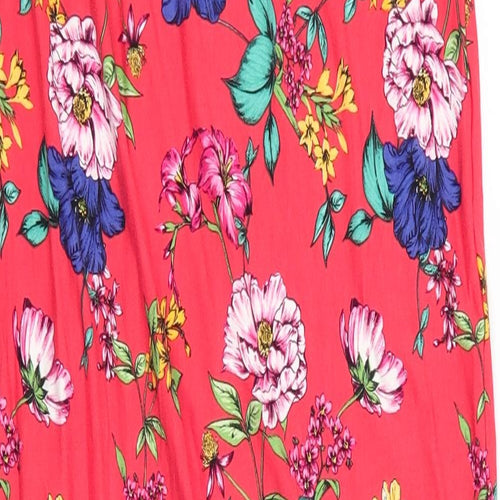 Dorothy Perkins Womens Red Floral  Straight & Pencil Skirt Size 8  - Calf Length