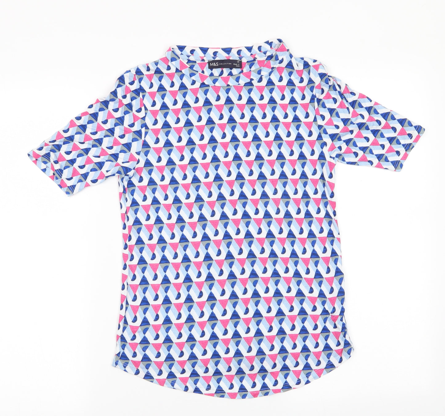 Marks and Spencer Womens Multicoloured Argyle/Diamond  Tunic T-Shirt Size 10  - Pink Blue Grey