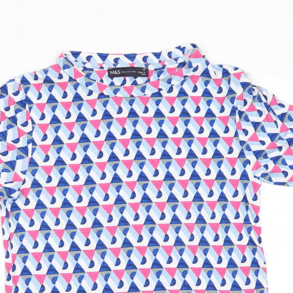 Marks and Spencer Womens Multicoloured Argyle/Diamond  Tunic T-Shirt Size 10  - Pink Blue Grey