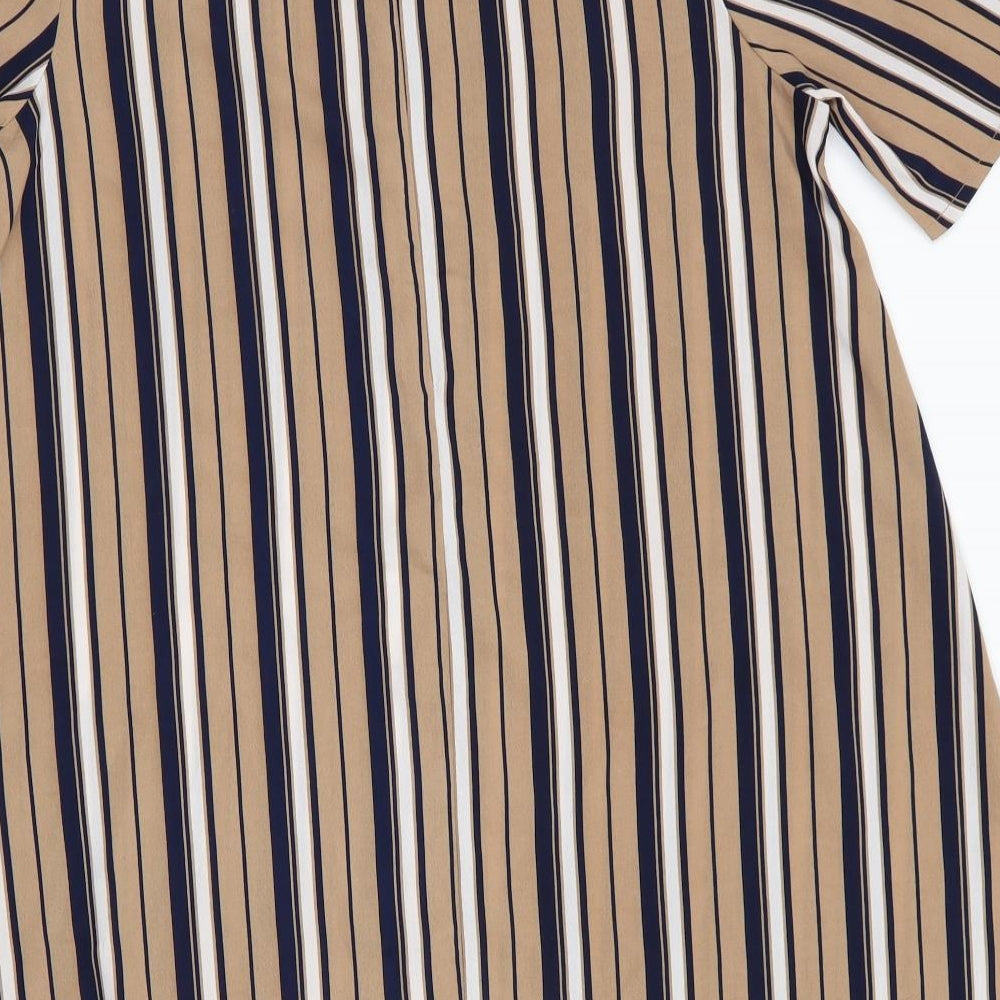 Preworn Womens Beige Striped  A-Line  Size 10  - Blue & White Stripe