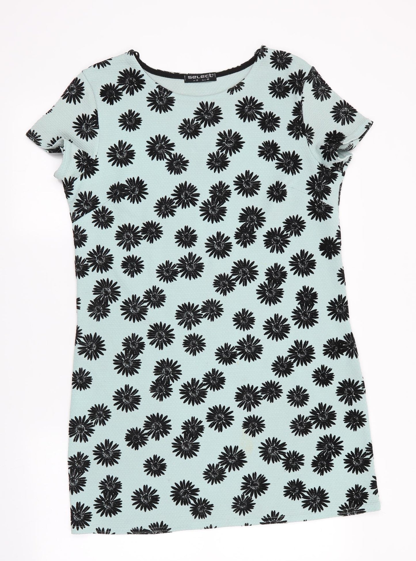 Select Womens Green Floral  A-Line  Size 12  - Black Flower Print