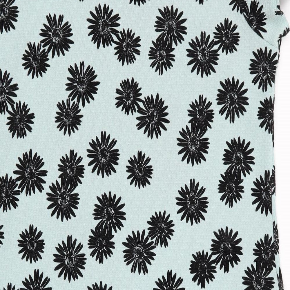 Select Womens Green Floral  A-Line  Size 12  - Black Flower Print