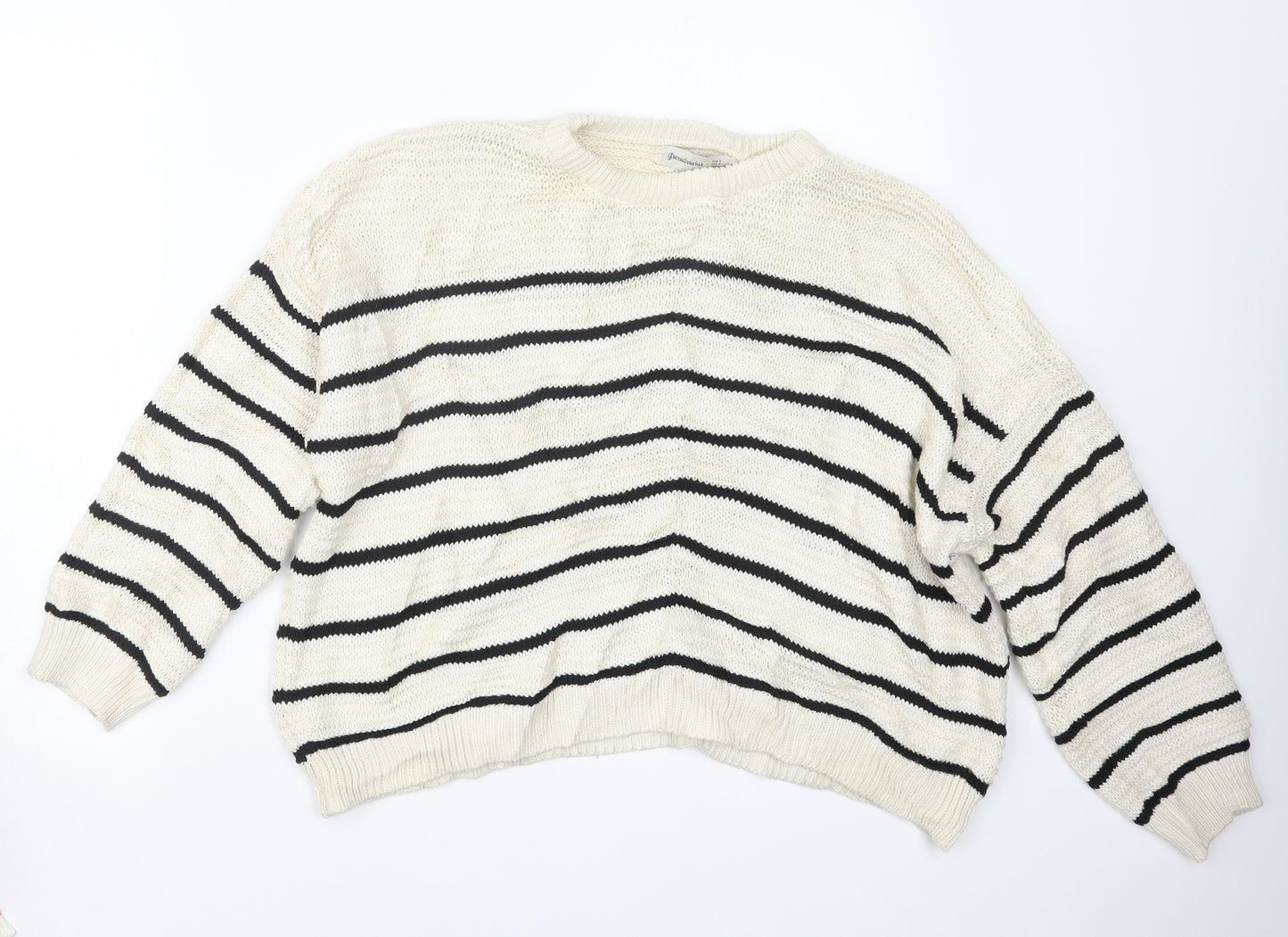 Stradivarius Womens White  Knit Pullover Jumper Size S
