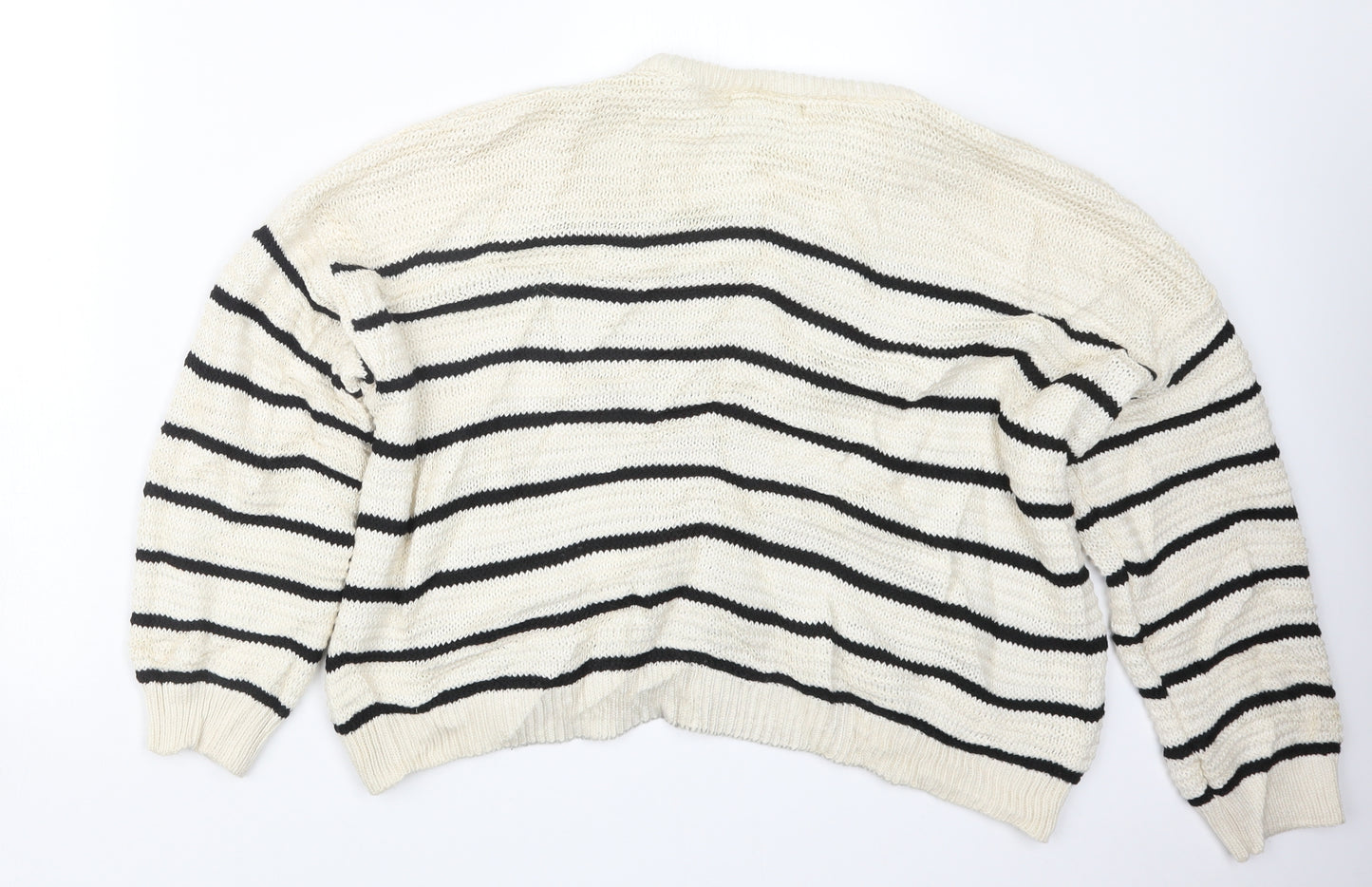 Stradivarius Womens White  Knit Pullover Jumper Size S
