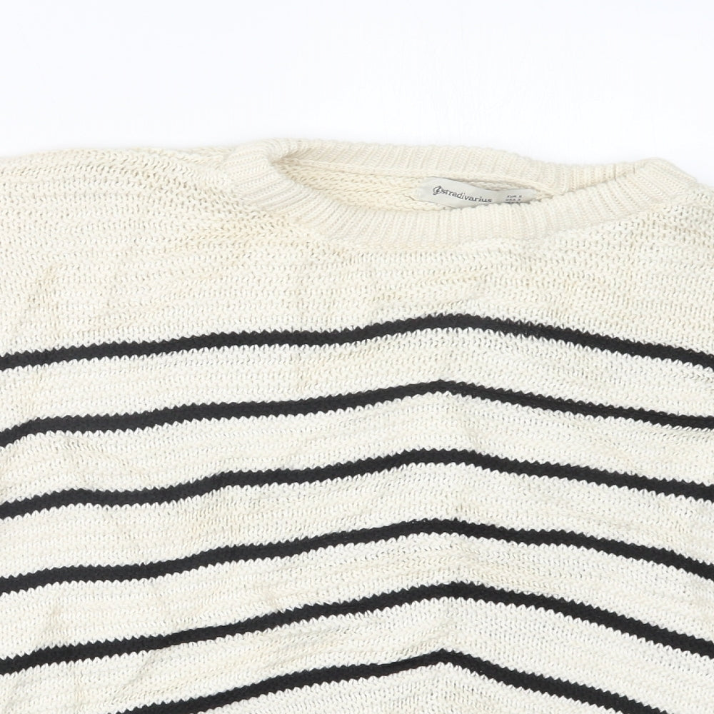 Stradivarius Womens White  Knit Pullover Jumper Size S
