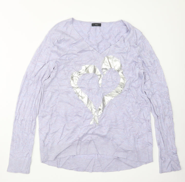 M&Co Womens Purple Knit Pullover Jumper Size 14