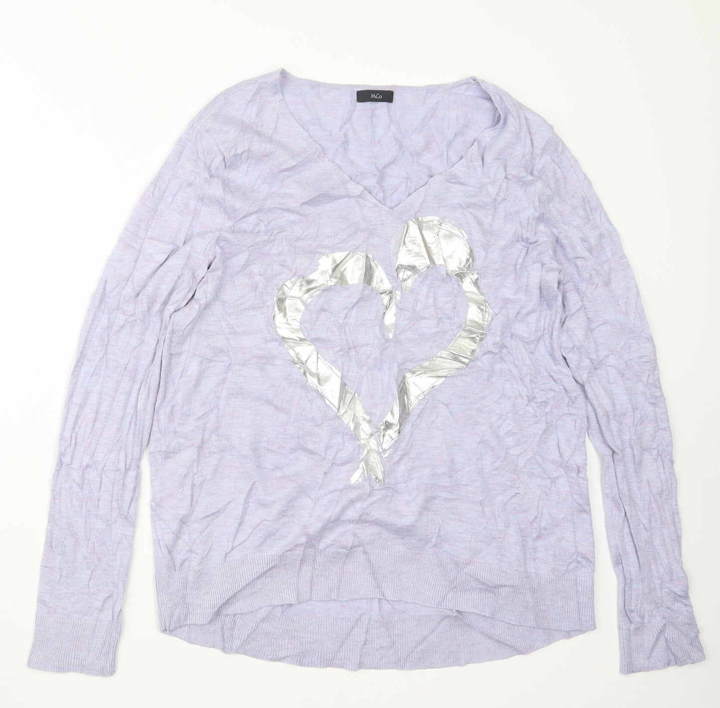 M&Co Womens Purple  Knit Pullover Jumper Size 14