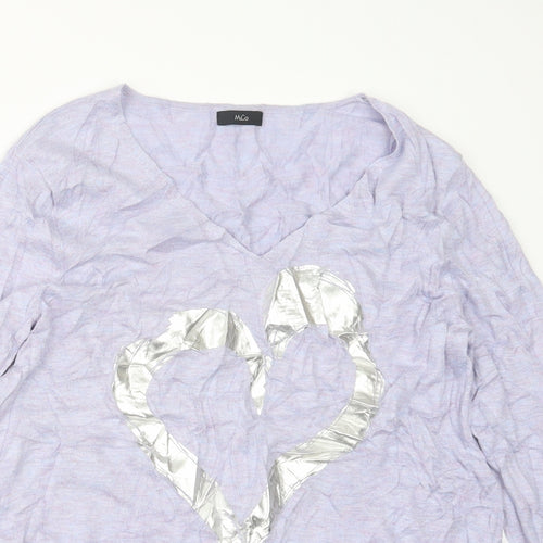 M&Co Womens Purple  Knit Pullover Jumper Size 14
