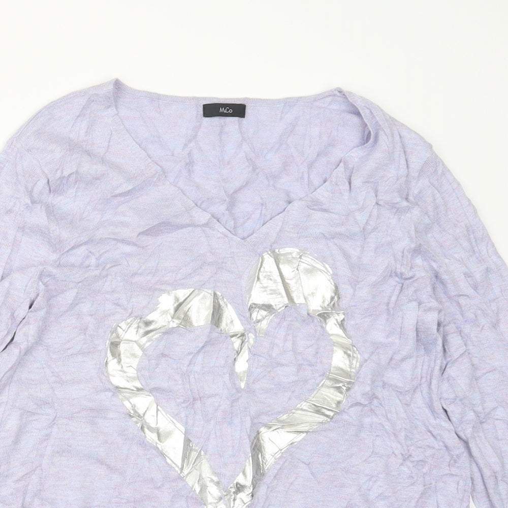 M&Co Womens Purple  Knit Pullover Jumper Size 14