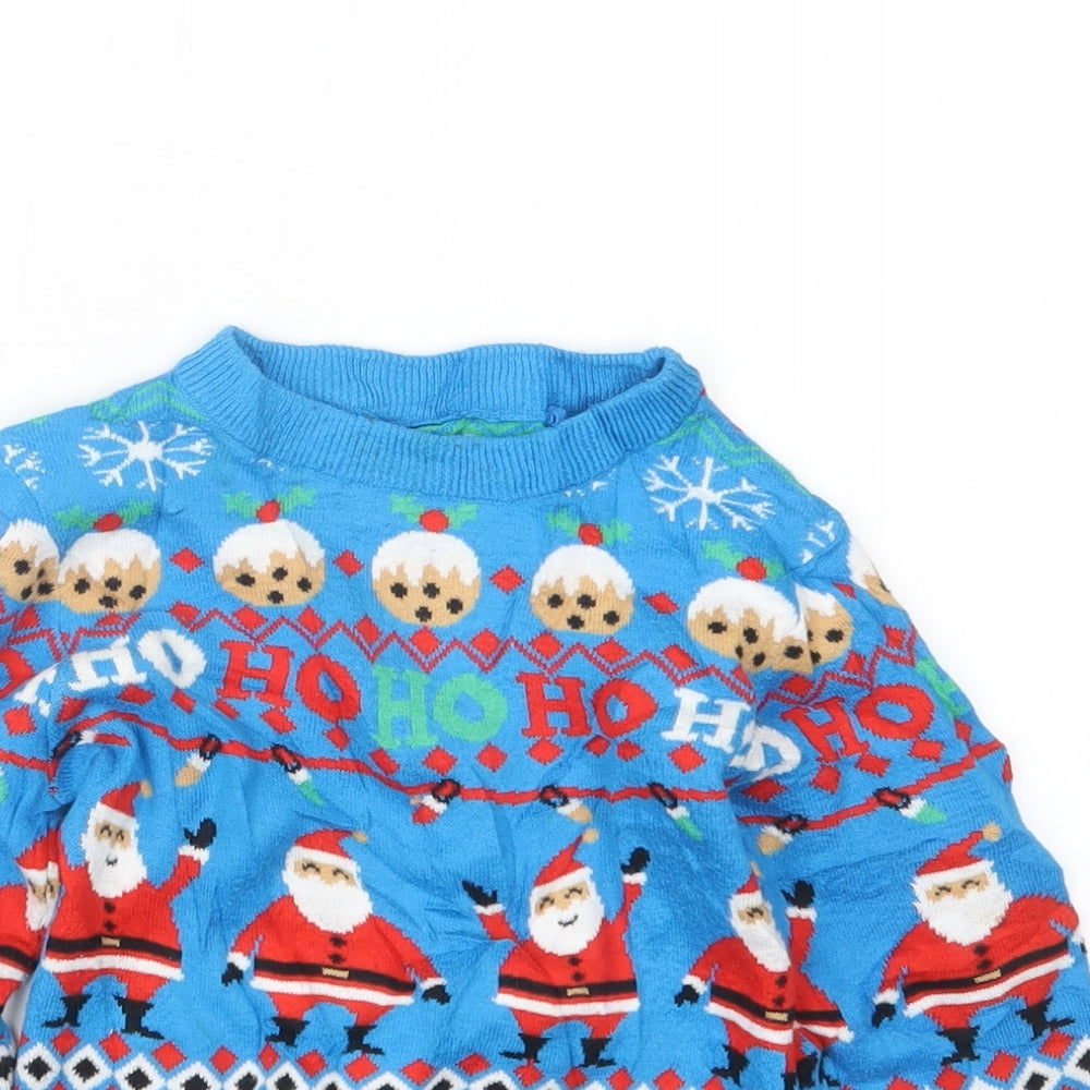 NEXT Boys Blue Geometric Knit Pullover Jumper Size 4 Years  - Christmas