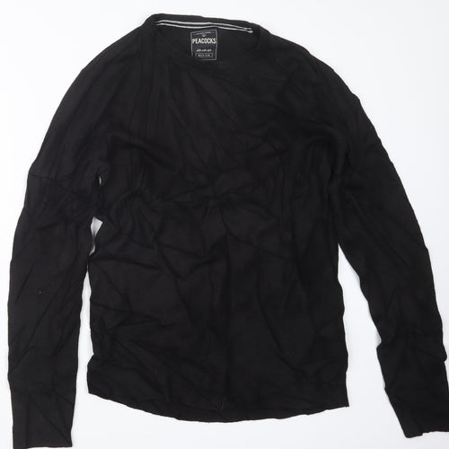 Peacocks Mens Black  Knit Pullover Jumper Size M