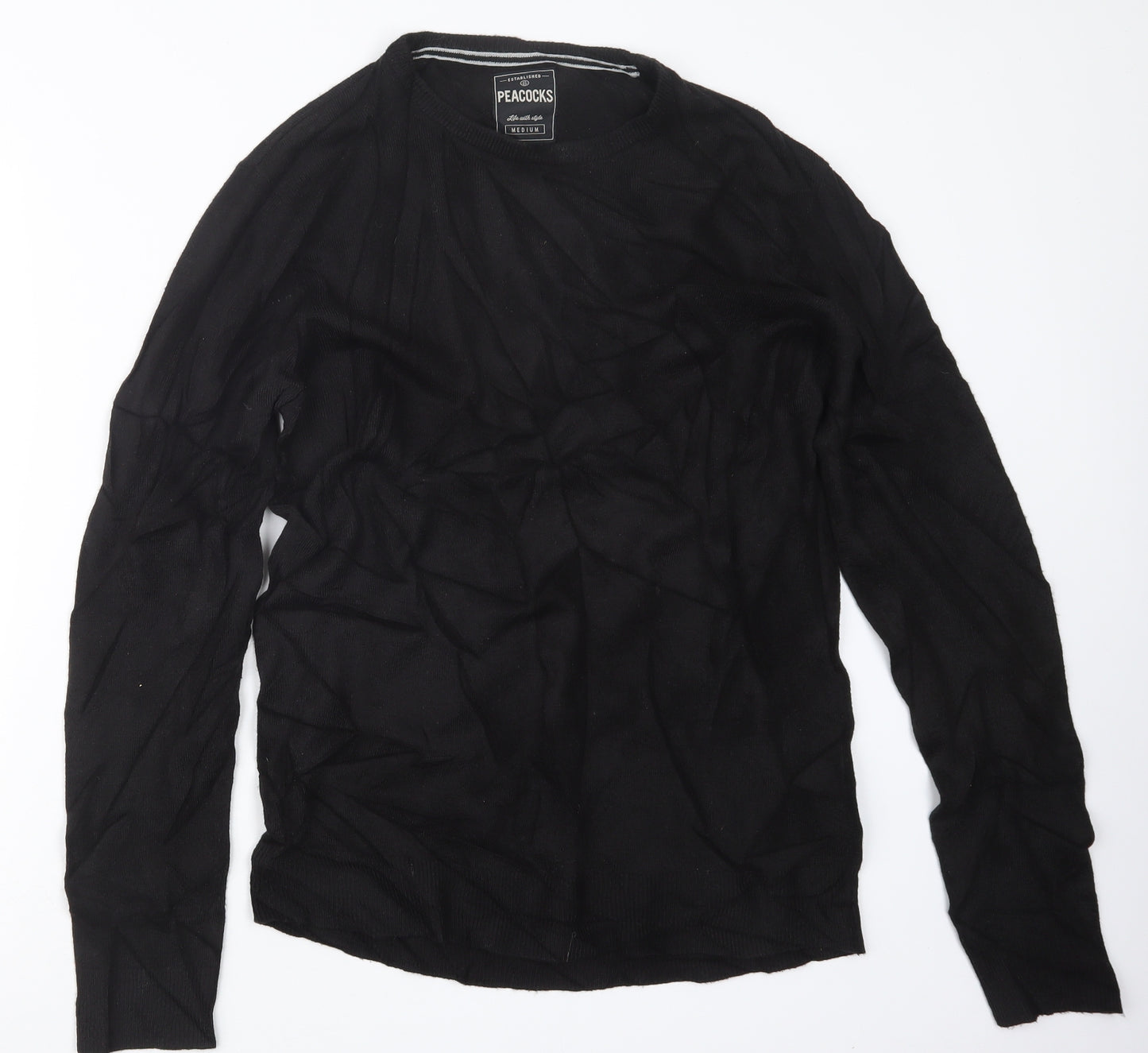 Peacocks Mens Black  Knit Pullover Jumper Size M