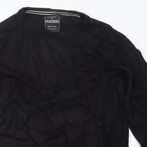Peacocks Mens Black  Knit Pullover Jumper Size M