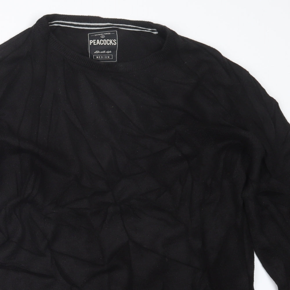 Peacocks Mens Black  Knit Pullover Jumper Size M