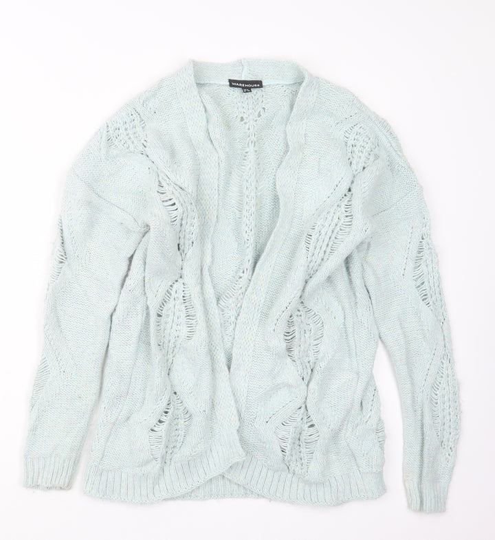 Warehouse Womens Blue Knit Cardigan Jumper Size 8