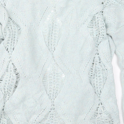 Warehouse Womens Blue  Knit Cardigan Jumper Size 8