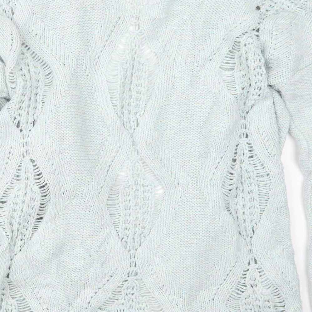 Warehouse Womens Blue  Knit Cardigan Jumper Size 8