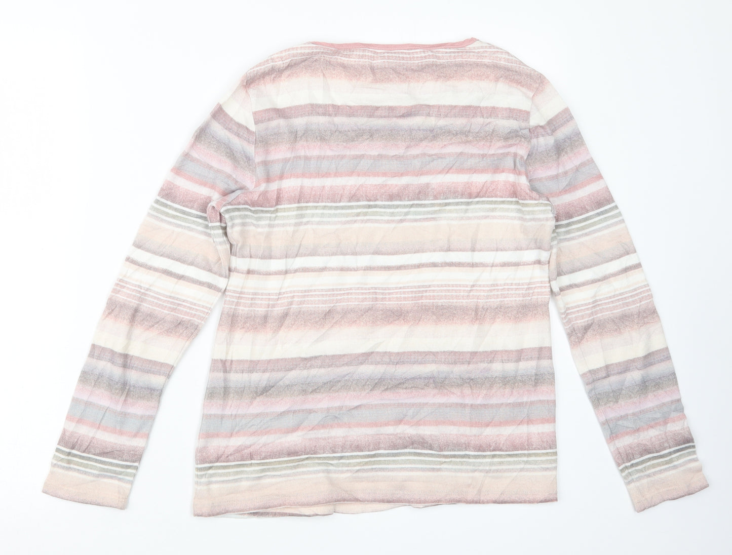 Marks and Spencer Womens Pink Striped  Basic T-Shirt Size 8