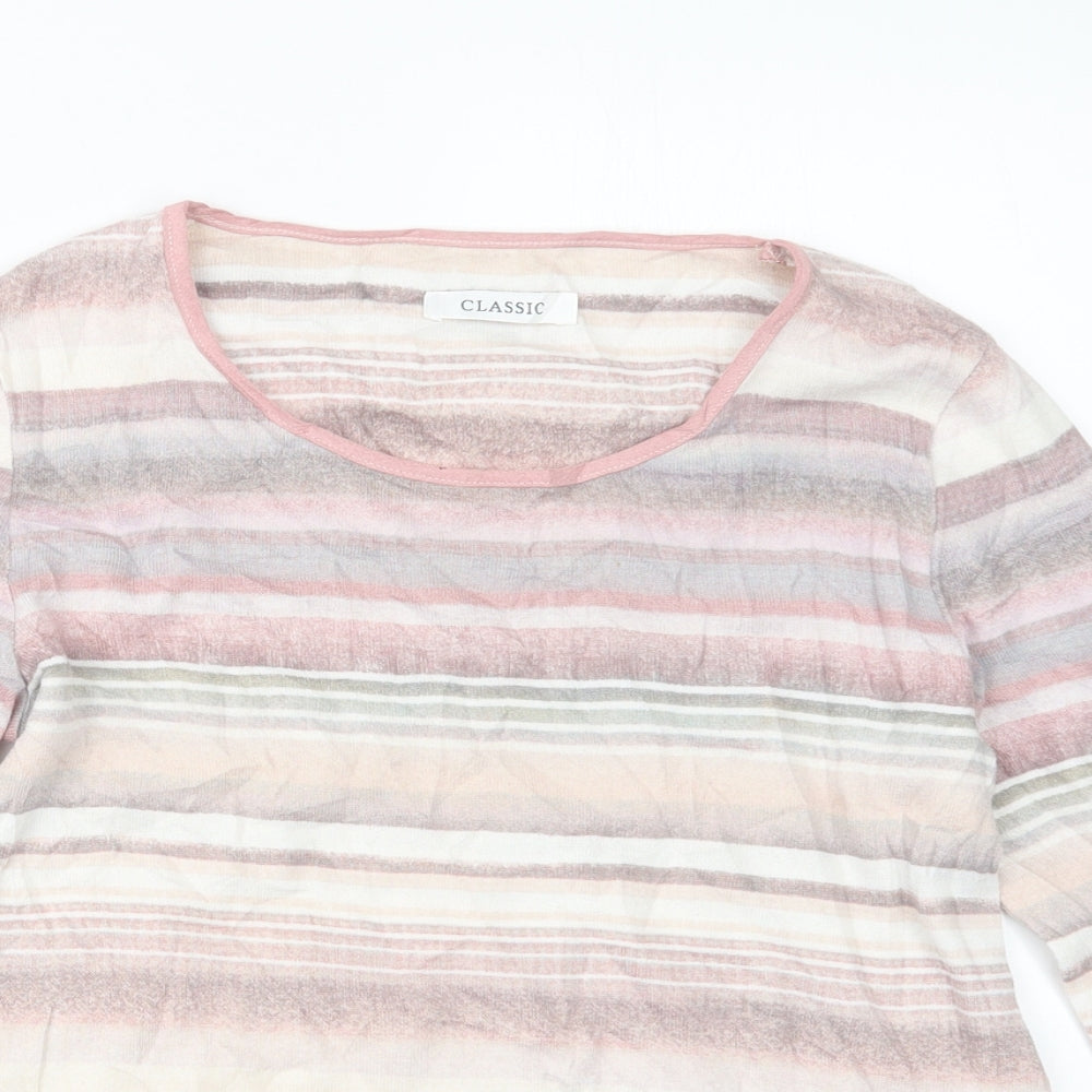 Marks and Spencer Womens Pink Striped  Basic T-Shirt Size 8