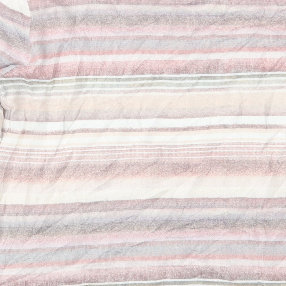 Marks and Spencer Womens Pink Striped  Basic T-Shirt Size 8