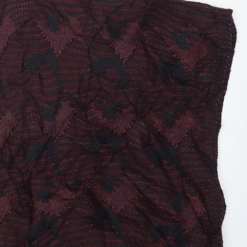 TU Womens Red Check Knit Cape Jumper One Size