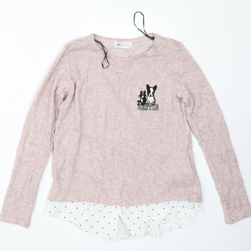 H&M Girls Pink  Knit Pullover Jumper Size 11-12 Years